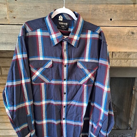 Solaris men's flannel XXL long sleeve red white and blue - Picture 1 of 14